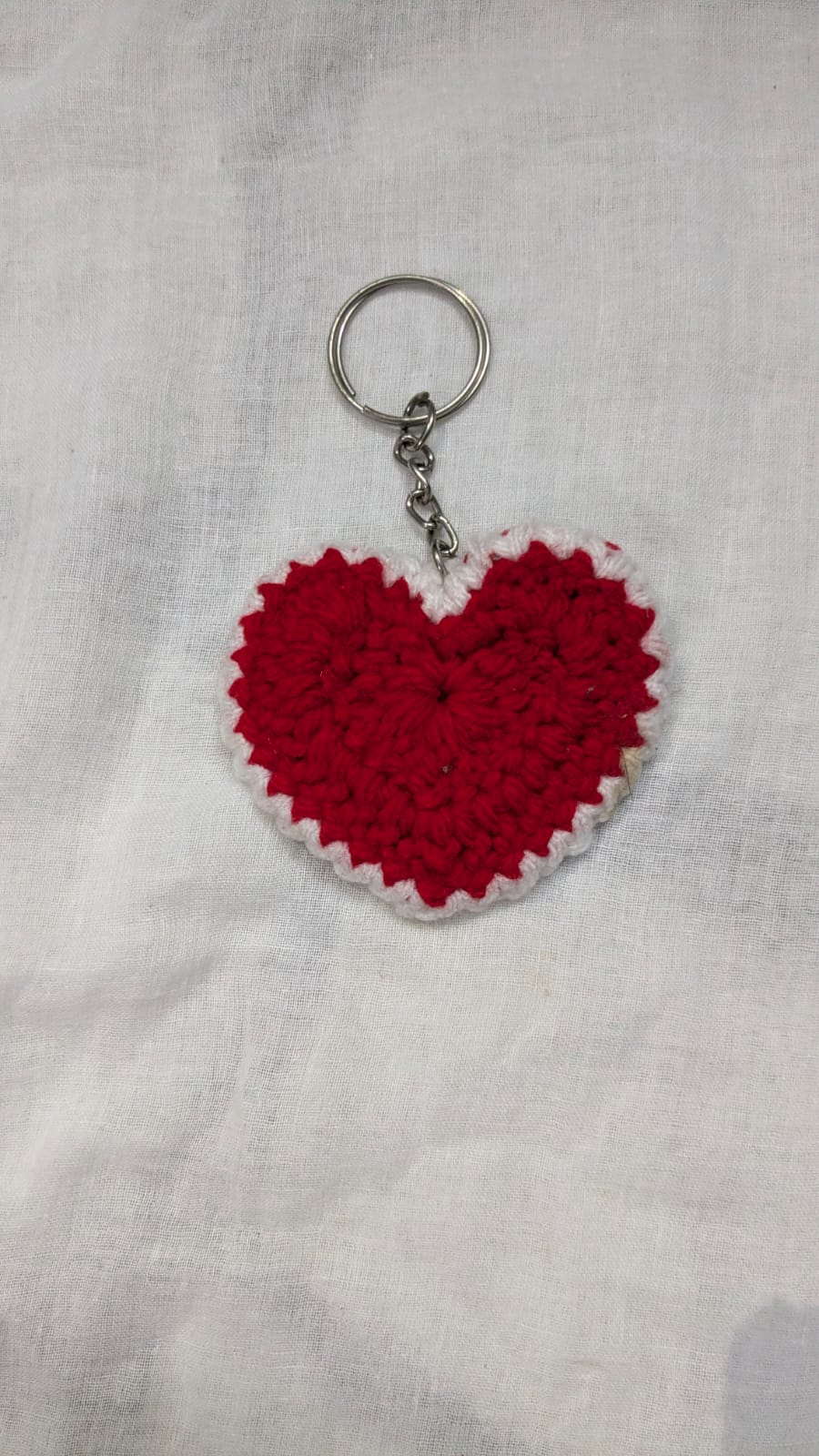Red Heart Keychain with White Trim