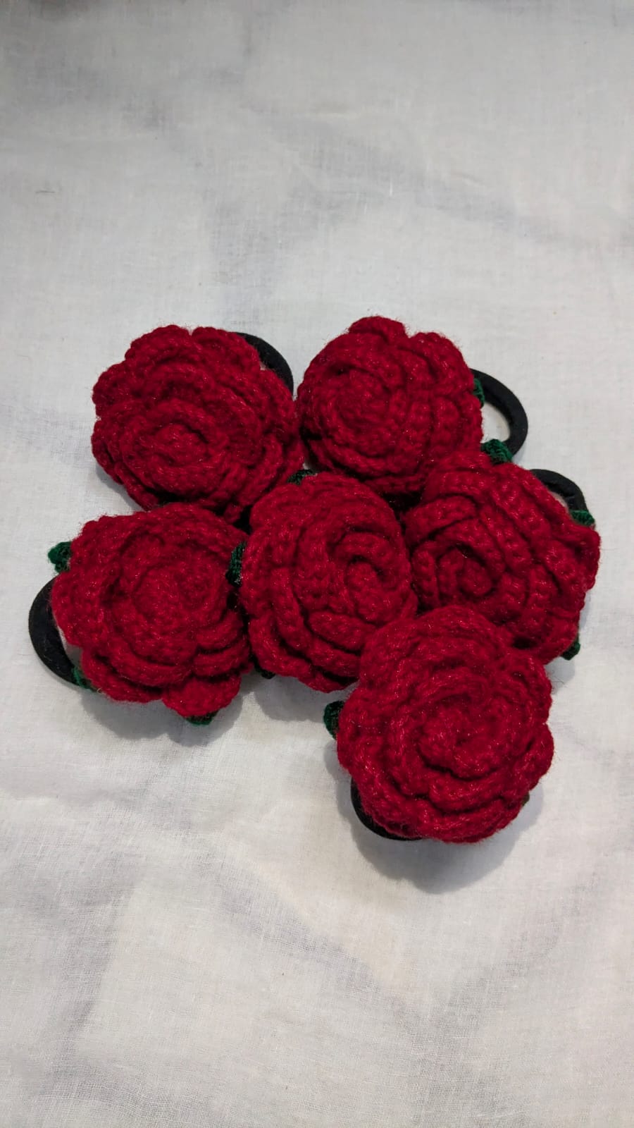 Red Rose Hair Tie Set of 6