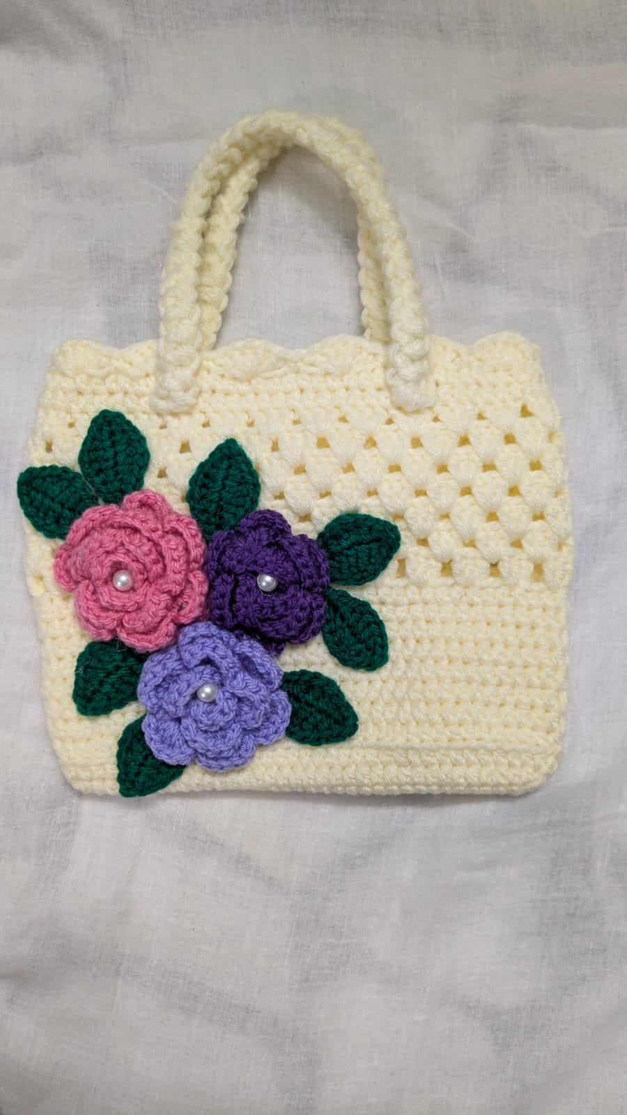 Cream Floral Tote Bag