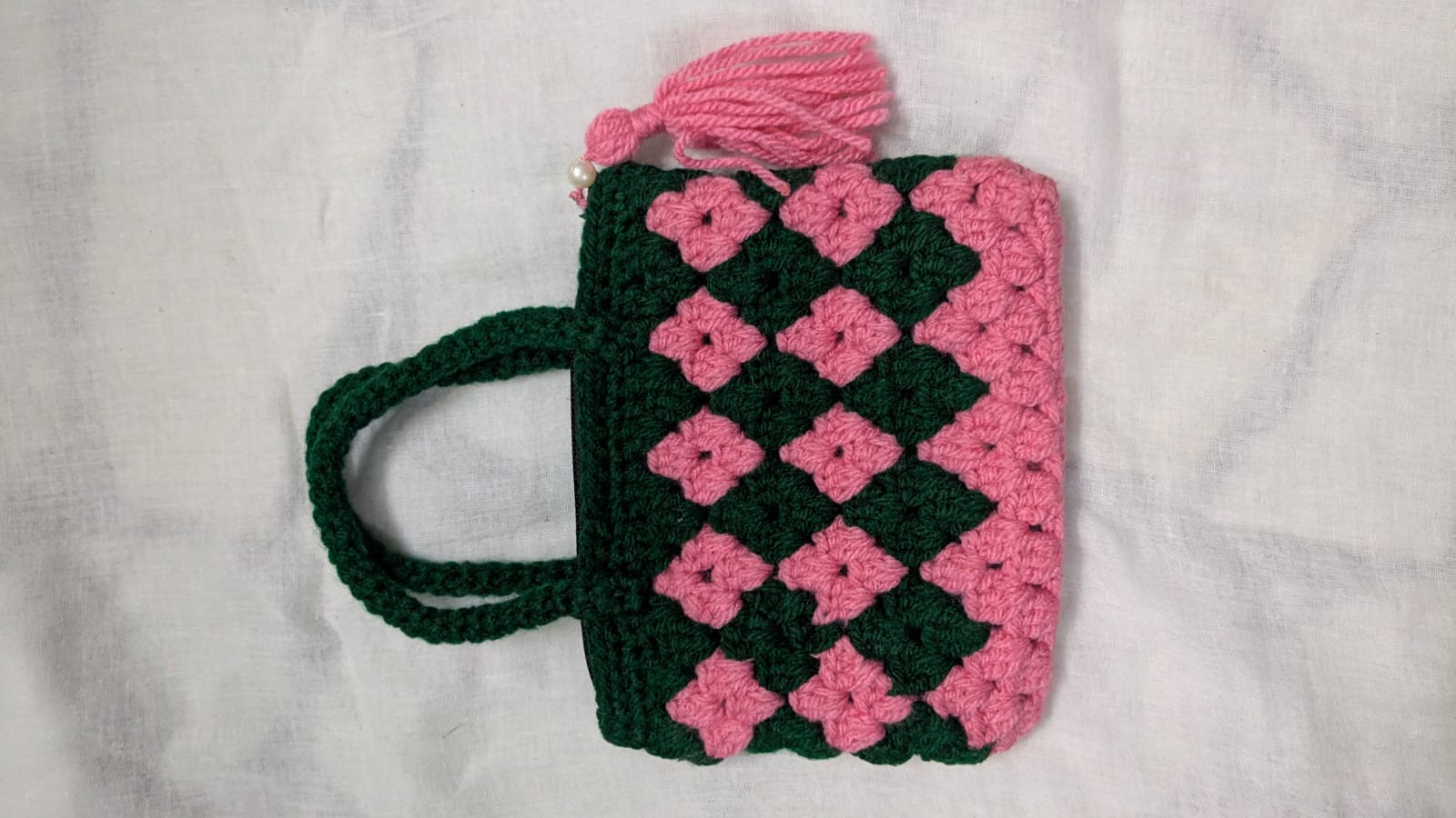 Pink & Green Diamond Handbag