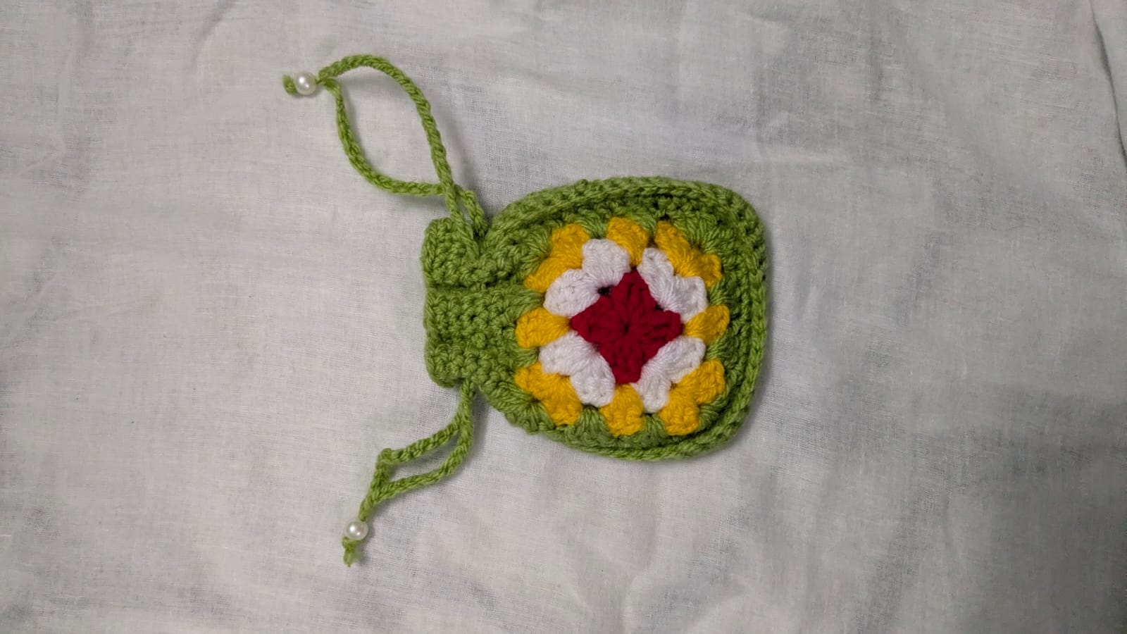 Green Sunflower Drawstring Pouch